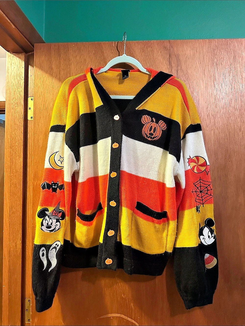 Disney Halloween Mickey Mouse Stripe Hooded Cardigan Hooded